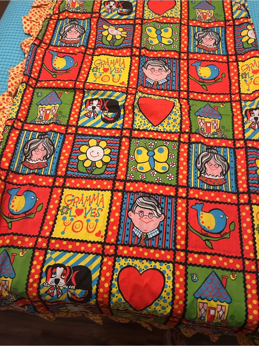 Sears Colorful 'Gramma Loves You' Curtains & pillow sham